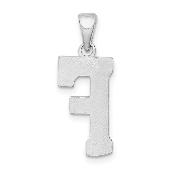 Sterling Silver, Sami Collection, Textured Block Initial F Pendant - Picture 3 of 6